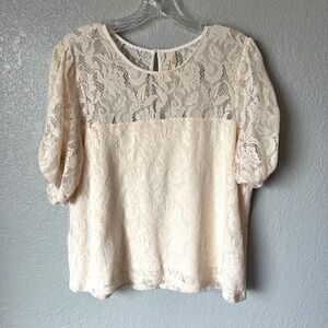 Anthropologie Cream Lace Top